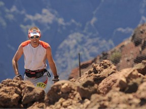 Dr. Andy Reed struggling in the heat of La Palma, Spain.