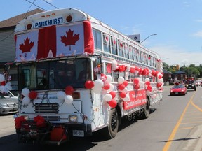 With traditional Canada Day celebrations on hold due to the global pandemic, the Belleville Chamber of Commerce held an appreciation drive-by to thank hospital and nursing/retirement workers. Twenty community vehicles made their way throughout the city, ending up at Jane Forrester Park where Mayor Mitch Panciuk and other dignitaries handed out apprecation certificates. BRUCE BELL