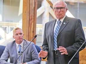 Coun. Bill Sandison (standing) withdrew comments he had made regarding the city's economic and destination development committee during Monday's council meeting. The committee, which Coun. Ryan Williams (sitting) serves as chairperson for, presented its strategic plan to council.
FILE