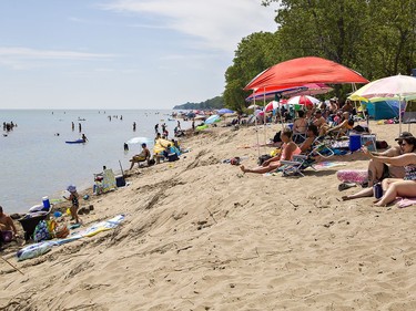 The public beach at Long Point, Ontario was less crowded than the beach at Turkey Point on Saturday July 4, 2020. Thousands flocked to beaches along the Lake Erie shoreline in Norfolk County under sunny skies and warm temperatures.  Much of the beach has disappeared in the area due to high water levels, and other area beaches remain closed compounding concern about over-crowding. Brian Thompson/Brantford Expositor/Postmedia Network
