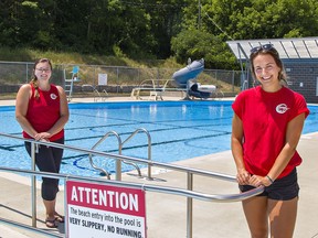 Recreation supervisor Stephanie Delaronde-Husband (left) and head guard Audra Perras are ready to welcome residents back to the Paris Community Pool and Splash Pad starting Monday.