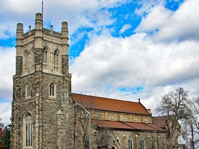 Clerestory windows above the large Gothic arched windows on each side of Grace Anglican Church represent Christ's 12 apostles. Photo courtesy Kevin Shelby