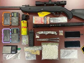 Provincial police released this photo of items seized at an apartment in Prescott on Thursday, July 23.
OPP photo