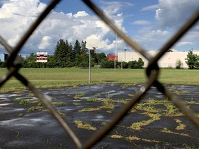 Commonwealth Field, home of the Brockville Collegiate Institute Red Rams, is shown through a fence after Thursday's rainfall. (RONALD ZAJAC/The Recorder and Times)