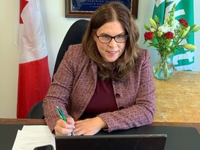 Nancy Peckford, the high-energy mayor of North Grenville, at her desk in Kemptville. (Submitted photo)