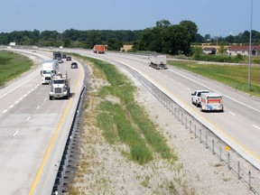 This section of Highway 401 just outside of Tilbury is scheduled to be the first between Tilbury and London to be widened to three lanes in each direction, including the installation of a concrete barrier. The Ontario government has announced measures to expedite the process that could see entire project sped up by as much as a year. Ellwood Shreve/Postmedia Network