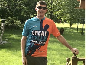 Handout/Chatham Daily News
Mike Poulin, 60, of Chatham, will be taking part in the Great Cycle Challenge Canada for the third year, with the goal of cycling 1,000 kilometers during the month of August to raise money for The Hospital for Sick Children.