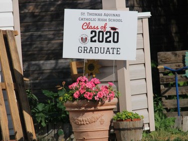 A sign in Chesterville, celebrating the graduate of a student at a high school in Russell. Photo on Friday, July 3, 2020, in Chesterville, Ont. Todd Hambleton/Cornwall Standard-Freeholder/Postmedia Network