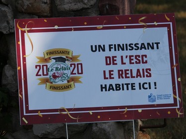 A Le Relais graduation sign, not far from North Lancaster. Photo on Saturday, July 4, 2020, in North Lancaster, Ont. Todd Hambleton/Cornwall Standard-Freeholder/Postmedia Network