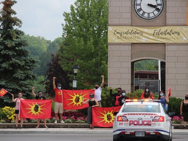 The rally and march wrapped up at the clocktower in Lamoureux Park. Photo on Saturday, July 11, 2020, in Cornwall, Ont. Todd Hambleton/Cornwall Standard-Freeholder/Postmedia Network