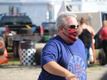 Speedway owner/promoter Raymond Lavergne in the pits before the start of the card. Photo on Sunday, July 12, 2020, in Cornwall, Ont. Todd Hambleton/Cornwall Standard-Freeholder/Postmedia Network