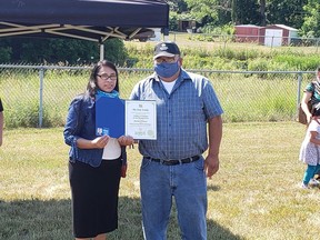 Handout Not For Resale
A groundbreaking ceremony took place for the new Habitat for Humanity home on Thursday, July 9, 2020. David and Maria pose with a certificate from MPP Jim McDonell Handout/Cornwall Standard-Freeholder/Postmedia Network