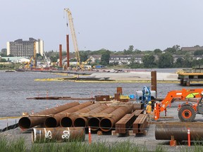 Construction continued in the summer on the new Cataraqui River bridge, which is scheduled to be complete by the end of 2022.
