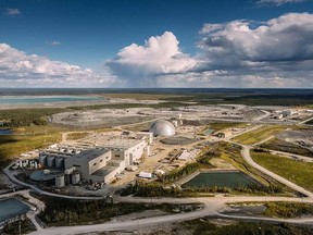 Company photo showing an aerial view of the Detour Gold operation north of Cochrane.