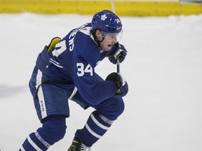 Leafs centre Auston Matthews skates on the first day of Leafs practice since the pandemic paused the season. CRAIG ROBERTSON/TORONTO SUN