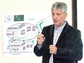 Renzo Silveri, representing Pinewood Park Drive Inc., makes a presentation to North Bay council's arena committee in November 2017. Nugget File Photo