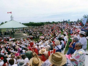 During official opening celebrations for the newly developed Pembroke Waterfront on Canada Day in the year 2000, social distancing wasn't a concern. This year, the amphitheatre was empty as festivities were cancelled because of COVID-19 concerns. Jane Hebert photo