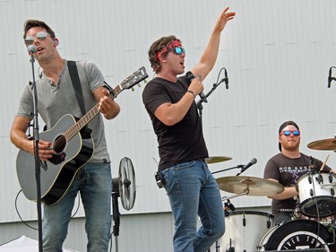 From left, Chris McComb, Chase Kasner and Jordan Potvin of the River Town Saints. Anthony Dixon