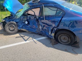 The driver of this vehicle was airlifted to hospital with non-life threatening injuries after another collision in Russeldale July 2. SUBMITTED