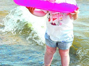 Sophia at age two enjoys the beach at Pointe des Chenes. Sault Transit has resumed its summer bus service to the park. ALLANA PLAUNT/SAULT THIS WEEK