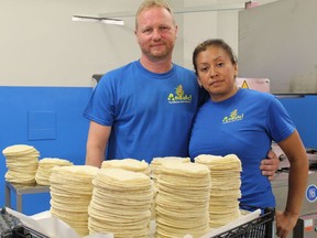 Eric Zdrzalka and Karina Gomez turn out hundreds of fresh tortillas at their new restaurant, Andale! Tortilleria and More, at 10 Norfolk St. South.