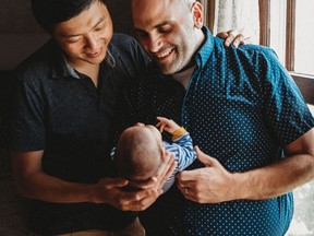 Fan Liu (left) and Josh Hatt welcomed Otis into the world on June 30. The couple now has two sons; Parker Aubrey was born in December 2018.