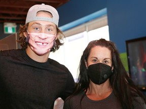 NHL player Tyler Bertuzzi and Kim Brouzes, of Active Therapy Plus, are selling masks with his face on them as a fundraiser for Northern Ontario Families of Children with Cancer, and a yet-to-be-named animal charity. HeÕs doing this instead of his charity golf tournament, which he took over from Derek MacKenzie, but cancelled due to COVID-19.