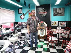 Rick McCutcheon, owner/operator of Ricky-Lee's Da Bomb Diner on Lasalle Boulevard, shows off the inside of his renovated diner in Sudbury, Ont. on Friday July 24, 2020.