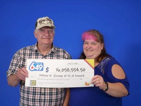 Melissa Wright and her father John Wright of Inwood won $16,058,552.50 in the June 24 Lotto 6/49 draw. Handout