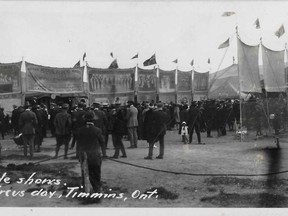 Sparks brought the circus to the Porcupine in June 1915. Crowds gathered to enjoy the exotic animals and the sideshows.

Supplied/Timmins Museum