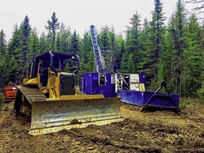 Drill rig operating on Pelangio Exploration's Dalton property in Timmins.

Supplied