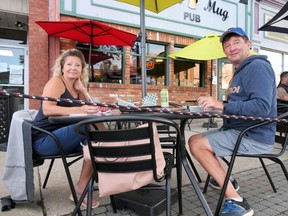 The temporary patio at The Copper Mug has been popular since it opened on June 20. (Chris Abbott/Tillsonburg News)