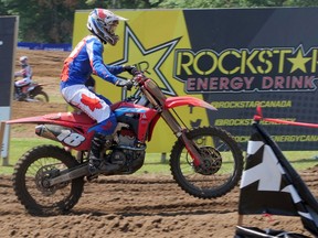 Woodstock's Tanner Ward, Honda Canada GDR Fox, finished fourth overall in the 250 class at the Rockstar Triple Crown Motocross Pro Nationals at Gopher Dunes, south of Courtland, on the weekend. (Chris Abbott/Norfolk and Tillsonburg News)