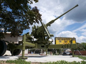 The Tillsonburg Legion's World War II anti-aircraft gun was restored over the winter, and in late June it was returned to its site in front of Branch 153 on Durham Street. (Chris Abbott/Norfolk and Tillsonburg News)