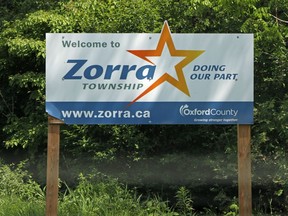 Zorra Township sign (Greg Colgan/Sentinel-Review)