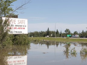 The ditches near the Athabasca River were full after heavy rains last week swelled the rivers. 
Brigette Moore