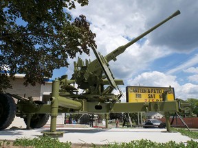 The Tillsonburg Legion's Second World War anti-aircraft gun was restored over the winter. It was returned in the spring to its site in front of Branch 153 on Durham Street. (Chris Abbott/Norfolk and Tillsonburg News)