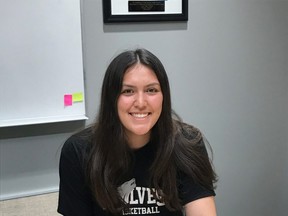 Back in March, Sexsmith resident Raylene Badger (shown here) signed on the dotted line to join Bill Bradley and the GPRC Wolves women’s basketball team for the upcoming Alberta Colleges Athletic Conference hoops season