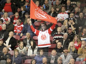 A Soo Greyhounds goal is celebrated in March 2019. BRIAN KELLY