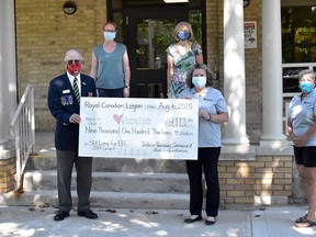 From left, Legion members Shirley Chalmers Rick Shropshall present a cheque for $9,113 to Clinton Public Hospital Foundation interim manager Katie Harter,  HPHA VP of people and chief quality executive Mary Cardinal, Clinton Public Hospital Foundation coordinator Darlene McCowan and Clinton Public Hospital Foundation director Jane Muegge. Daniel Caudle photo