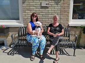 On Friday, July 31, Cindy Pearce (R) of Conscious Creations Art in Ripley donated $100 to Kathi Newell-Nicholson (L) of Lucknow's Adopt-a-pet Pet Rescue. Hannah MacLeod/Lucknow Sentinel