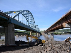 The Peace River Bridge Twinning is underway in Peace River, Alta. on Saturday, July 11, 2020. Construction is expected to wrap up fall 2020.