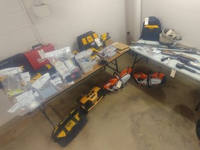 Firearms and other stolen property that were recovered after Vermilion RCMP carried out a search warrant last week. Photo submitted