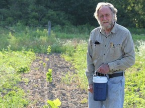 Charlie Fairbank visits the field on Fairbank Oil where 6,650 trees are being planted to increase biodiversity and reduce the carbon footprint. The planting of several species of oak and hickory, along with silver maple, black walnut and other trees was meticulously planned for Fairbank Oil by the St. Clair Region Conservation Authority, Fairbank Oil officials said. Paul Morden/Postmedia Network