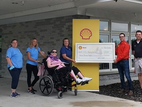 Representatives from Shell Canada drop off a $20,000 donation to the Sarnia-Lambton’s Standing Oaks residence for the medically fragile. Handout/Sarnia This Week
