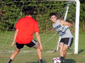 Tillsonburg FC soccer club has begun outdoor training and small-field 6vs6 games. Friday was their second night. (Chris Abbott/Norfolk Tillsonburg News)