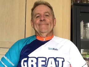 Tillsonburg's Scott Gooding is participating in the Great Cycling Challeng in August to support the SickKids Foundation. Submitted