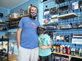 Travis Propper, shown here with his son Colton, recently opened Tillsonburg's Hobby Central. (Chris Abbott/Norfolk and Tillsonburg News)