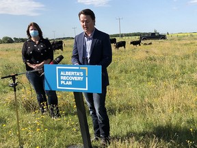 Rancher and veterinarian Margitta Dziwenka, Minister of Agriculture and Forestry, Devin Dreeshen, and Fort Saskatchewan-Vegreville MLA Jackie Armstrong-Homeniuk announce changes to the Alberta’s Meat Inspection Regulation. Photo Supplied by Government of Alberta.