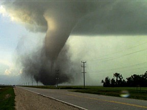 The tornado that touched down near Virden, Man., Friday night. (Photo courtesy Manitoba Storm Chasers Facebook)